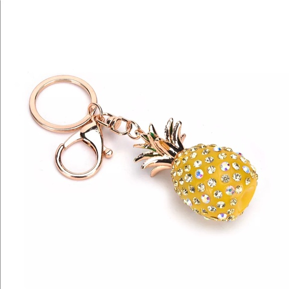 Gold Glitzy Pineapple PurseCharm KeyChain NWT New - Picture 8 of 8